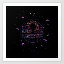 Beautiful and colorful floral libra zodiac gifts Art Print