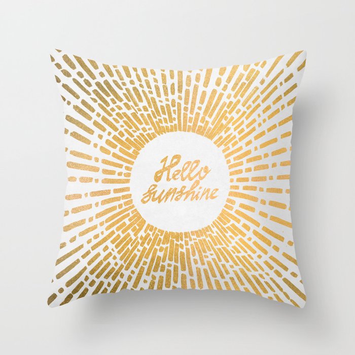 Hello Sunshine Gold Throw Pillow