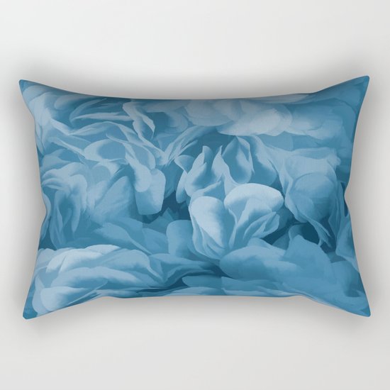 Midnight Blue Petal Ruffle Abstract Rectangular Pillow