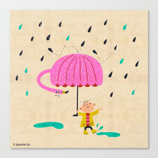 one of the many uses of a flamingo - umbrella Canvas Print