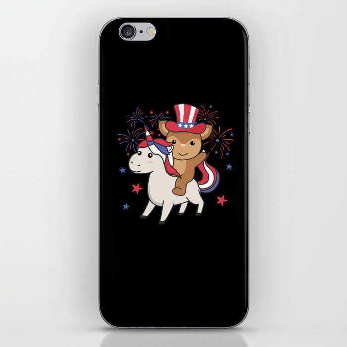 Deer With Unicorn For Fourth Of July Fireworks iPhone Skin