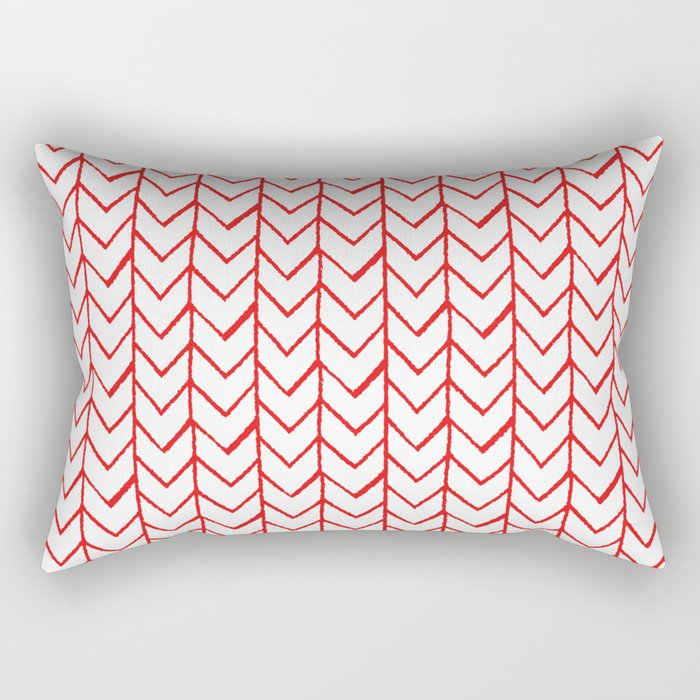 Herringbone Red Rectangular Pillow