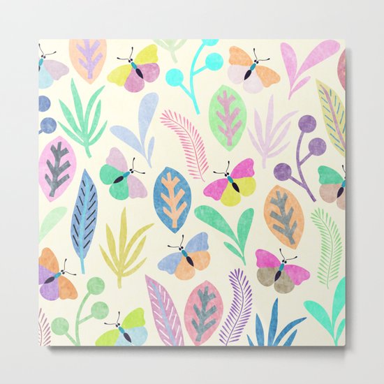 Flower and Butterfly II Metal Print