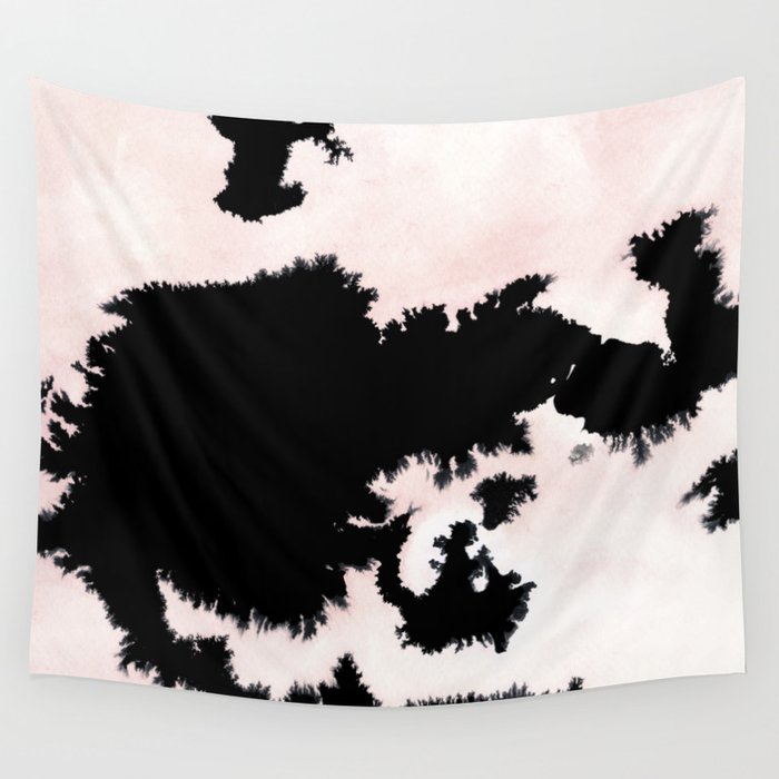 black, white and pink abstract 25 Wall Tapestry