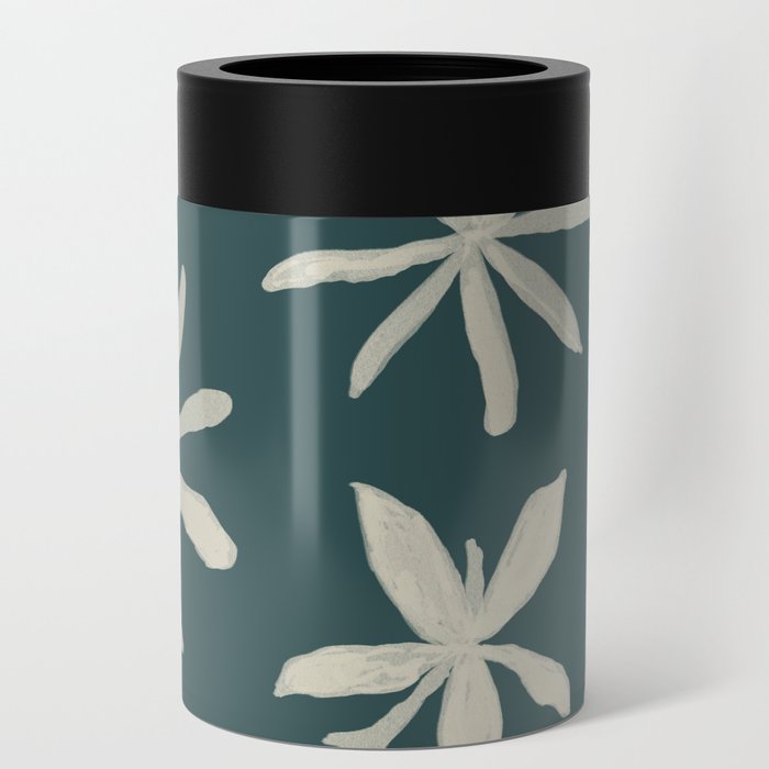 Eclectic Flowers on Deep Teal Can Cooler