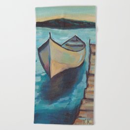 Boat to the Pier Beach Towel