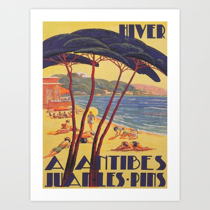Antibes France Beach Vintage Travel Poster Art Print
