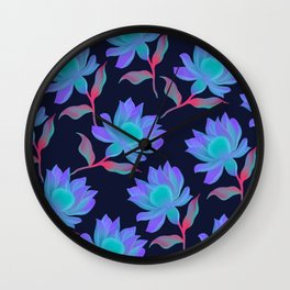 Blue Flowers Aglow Wall Clock