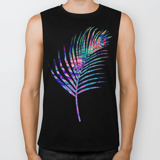 Colorful abstract palm leaves 2 Biker Tank