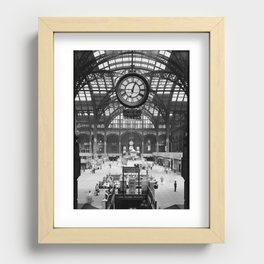 Penn Station 370 Seventh Avenue Train Station Concourse New York black and white photography - photo Recessed Framed Print