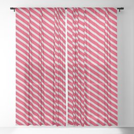 [ Thumbnail: Light Gray & Crimson Colored Lined Pattern Sheer Curtain ]