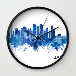 Jakarta Indonesia Skyline Blue Wall Clock | Travel, City, Art, Painting, Watercolor, Jakarta, Modern, Cityscape, Print, Graphic 