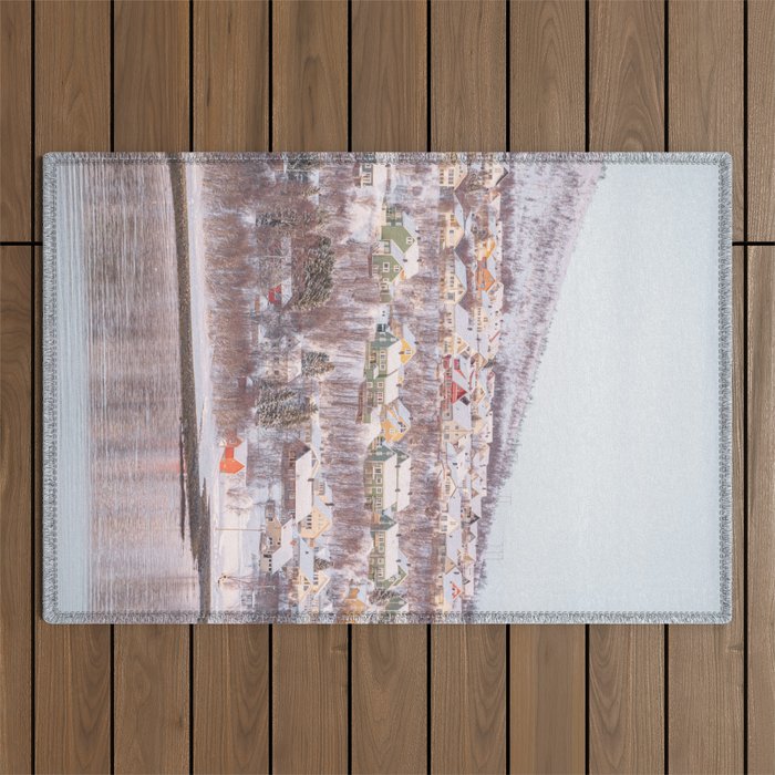 Houses of Tromsø Photo | Winter Snow Landscape in Norway Art Print | Arctic Travel Photography Outdoor Rug