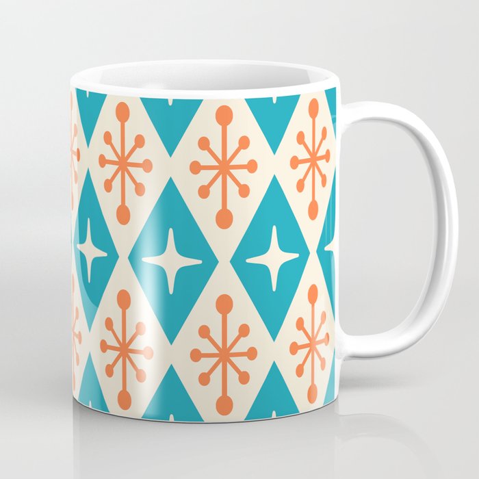 Mid Century Modern Atomic Age Googie Pattern 107 Turquoise and Orange Coffee Mug