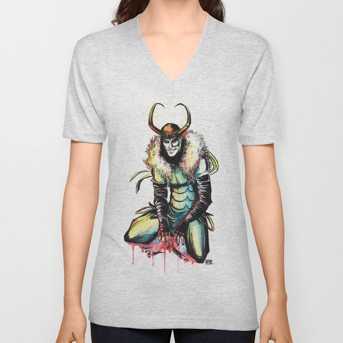 King Loki in Watercolor V Neck T Shirt