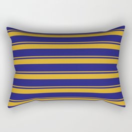 [ Thumbnail: Goldenrod and Midnight Blue Colored Striped/Lined Pattern Rectangular Pillow ]