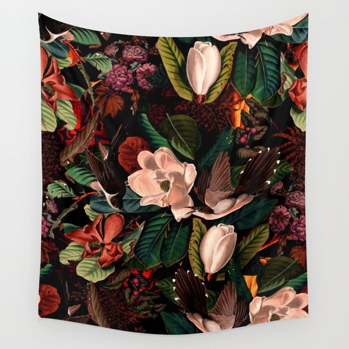 FLORAL AND BIRDS XIV Wall Tapestry