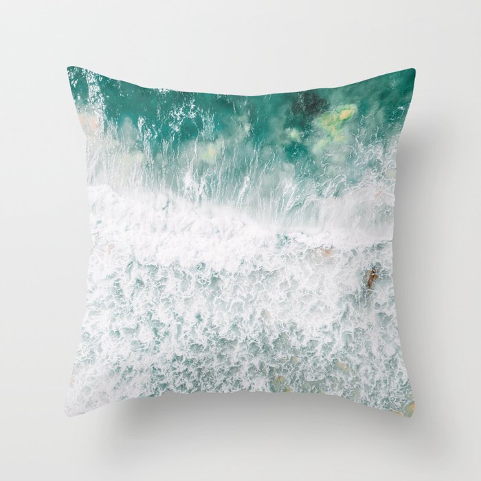Ocean Print, Ocean Art, Ocean Printable Art, Ocean Waves, Blue Waves, Home Decor Art, Aerial Ocean Photography, Coastal Decor Art Throw Pillow