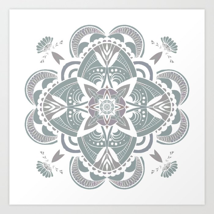 Greyscale Mandala Art Print