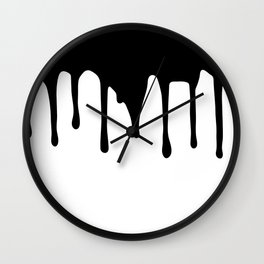 Black paint drips on white background Wall Clock