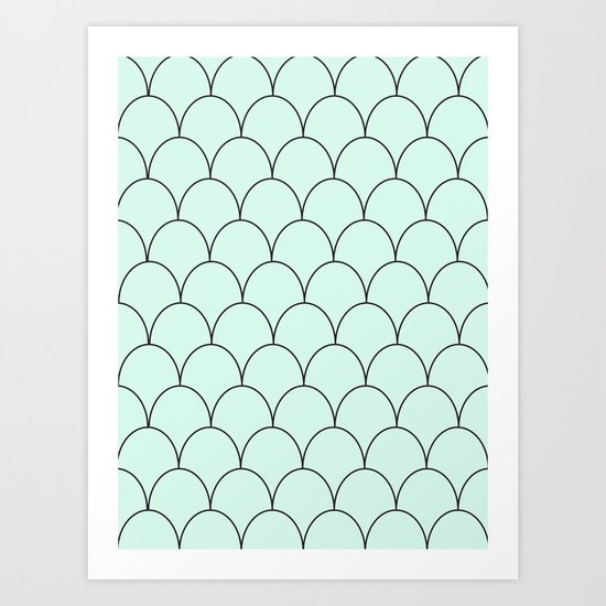 mint & black half circles Art Print