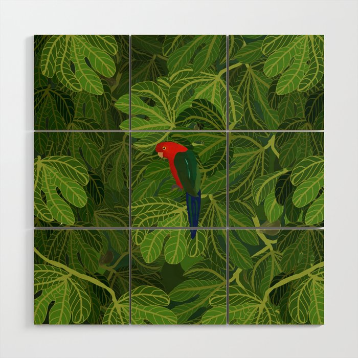 King Parrot in the Fig Tree Wood Wall Art