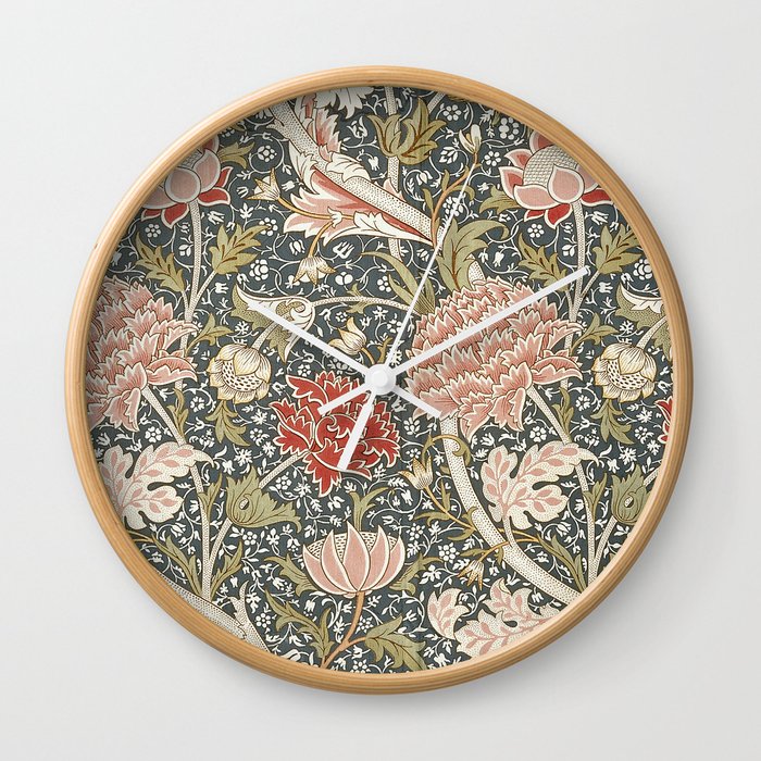 Colorful Art Deco Flowers Pattern - William Morris  Wall Clock