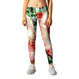Two cyber red tulips in a coding space Leggings