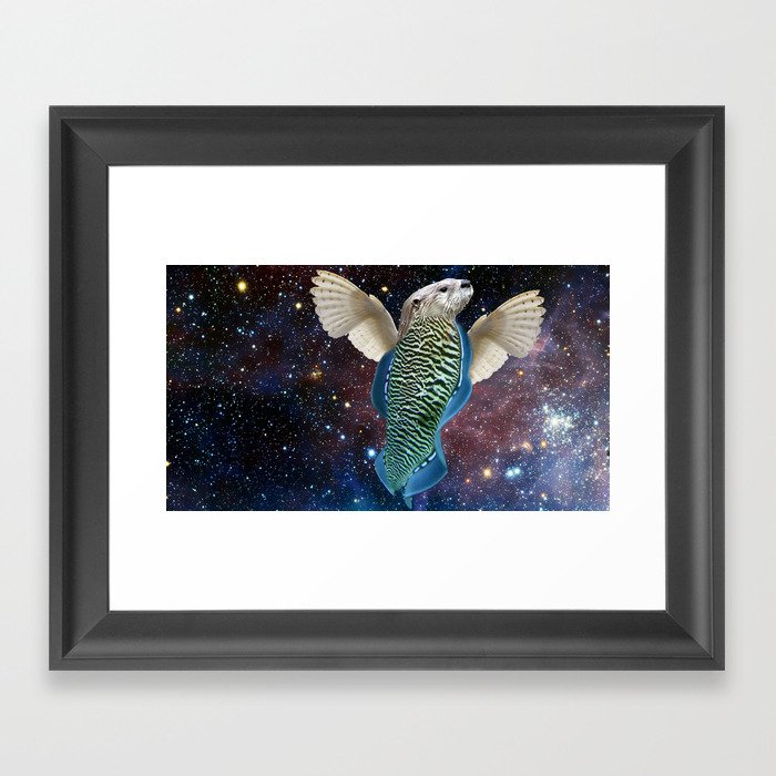 Spirit Animal - Cuttlefish + Owl + River Otter in Outer Space Framed Art Print