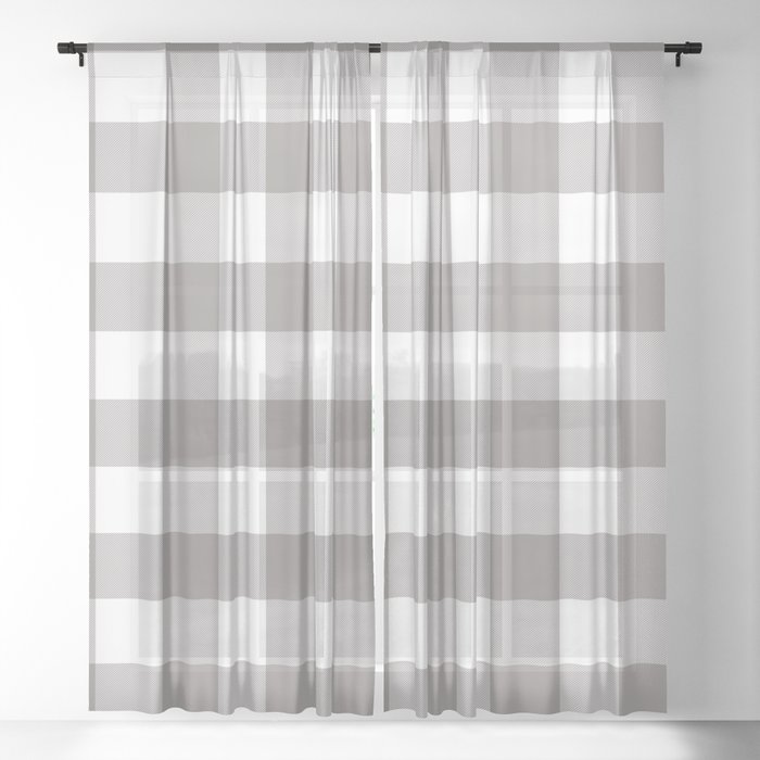 Grey White Plaid Sheer Curtain By Christyne Society6