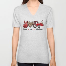 Peace Love Valentines V Neck T Shirt