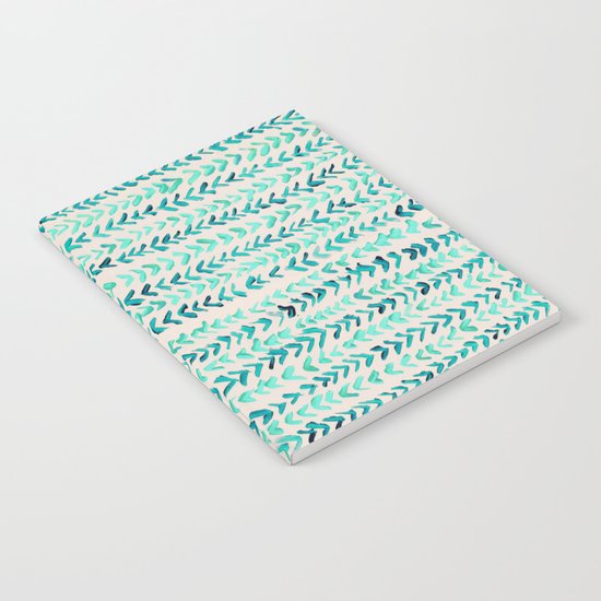Hand Painted Herringbone Pattern in Mint Notebook