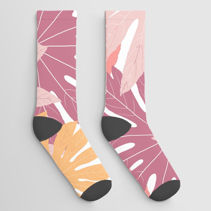 Pink leaf Socks