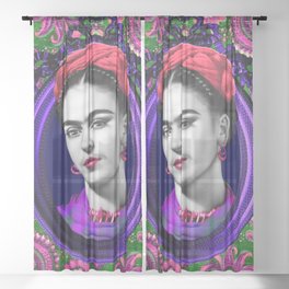 ICONIC Famous Ladies Collection oi11-01 Contemporary Eclectic Modern Victorian Digital Artwork   Sheer Curtain