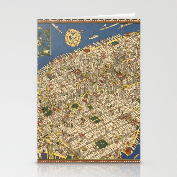 A map of the wondrous isle of Manhattan.-vintage pictorial map Stationery Cards