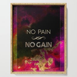 No Pain No Gain Rainbow Gold Quote Motivational Art Serving Tray