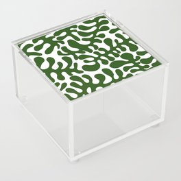 Green Matisse cut outs seaweed pattern on white background Acrylic Box