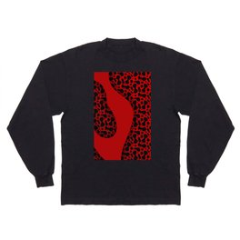 Black & Red Color Liquid Wavy Design Long Sleeve T-shirt