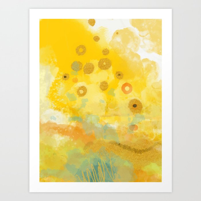 Abstract autumn with gold and warm light Art Print