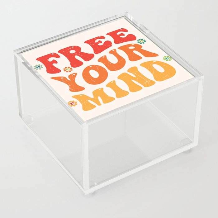 Free Your Mind Retro 90s Typography Acrylic Box