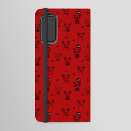 Red and Black Hand Drawn Dog Puppy Pattern Android Wallet Case