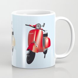 Three Vespa scooters in the colors of the Italian flag Coffee Mug