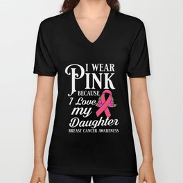 Breast Cancer Ribbon Awareness Pink Quote V Neck T Shirt