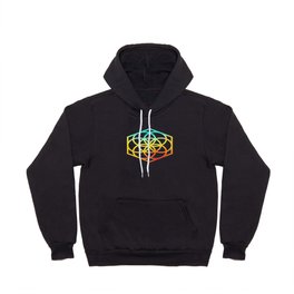 Neon Geometric Glyph Cyan Red and Yellow  -  442 (Transparent Back) Hoody