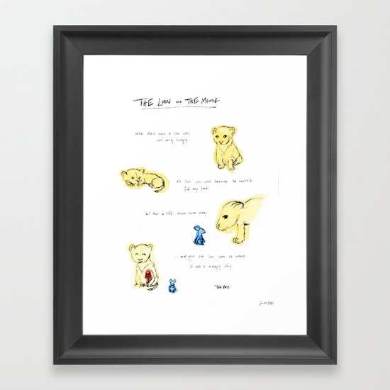 the lion and the mouse. Framed Art Print