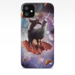 Space Sloth Riding Llama Unicorn - Bacon & Taco iPhone Case | Galaxy, Space, Epic, Taco, Cosmic, Flying, Unicorn, Outerspace, Llama, Riding 
