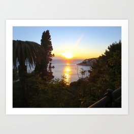 Sunset over the sea in Dubrovnik, Croatia Art Print