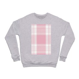 Light Pink White Tartan Plaid Pattern Crewneck Sweatshirt