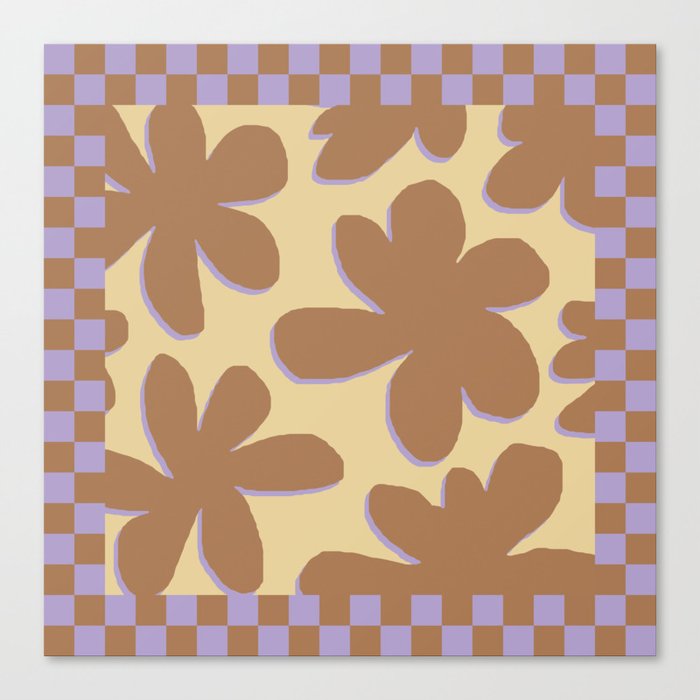 Abstract Flowers in Checkerboard Frame Canvas Print