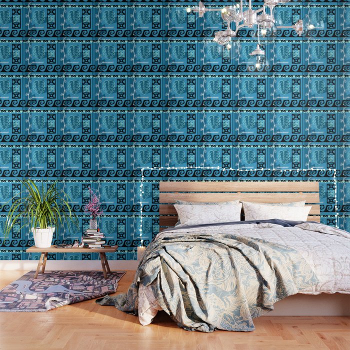 Hawaiian Pattern 1 Aqua Wallpaper By Erinkant Society6